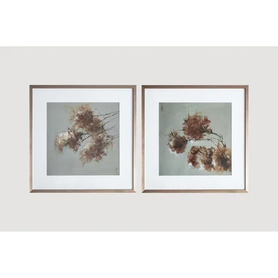 Perch and Parrow Pink Blossom Framed Wall Art, Set of Two