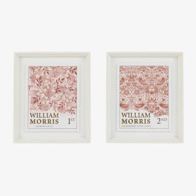 Perch and Parrow Floral Stamp Red, Set of 2
