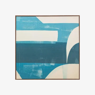 Perch and Parrow Aqua Abstract Framed Canvas