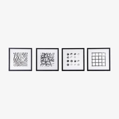 Perch and Parrow Contour Abstract Art Set of Four