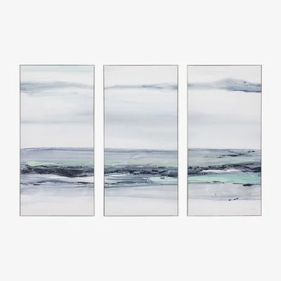 Perch and Parrow Ocean Fog Framed Canvas, Set of 3