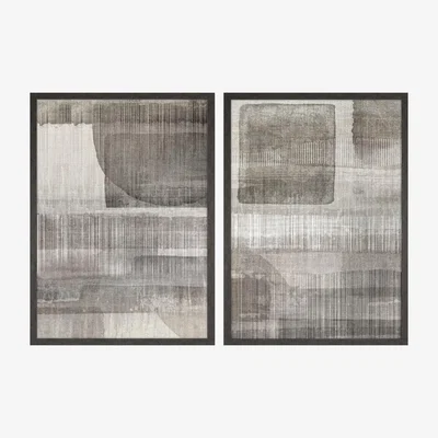 Perch and Parrow Graphite Framed Wall Art, Set of 2