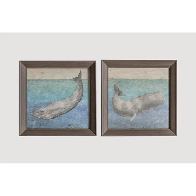 Perch and Parrow Whale Watching Framed Wall Art, Set of Two