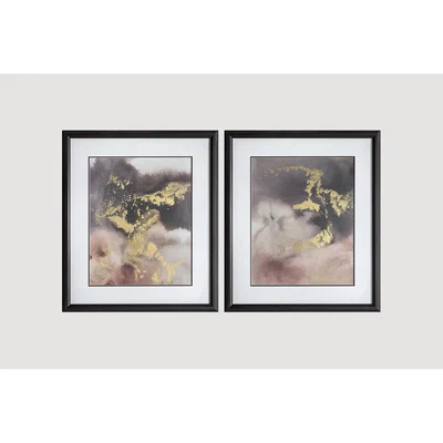 Perch and Parrow Golden Glow Framed Wall Art, Set of Two