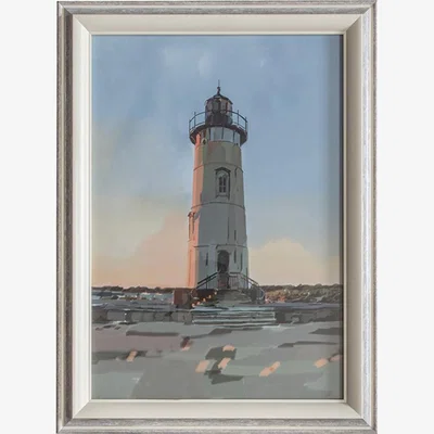 Perch and Parrow Sunset Lighthouse Framed Wall Art