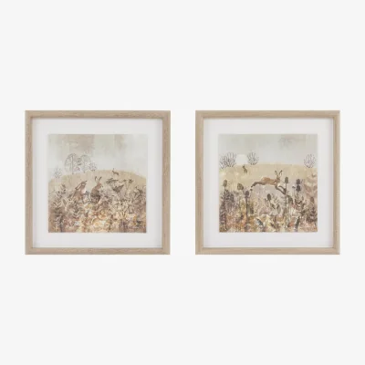 Perch and Parrow Whispering Meadows Framed Art, Set of 2