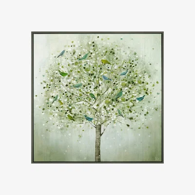 Perch and Parrow Birch Tree Framed Art