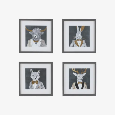 Perch and Parrow Forest Nobility Wall Art, Set of 4