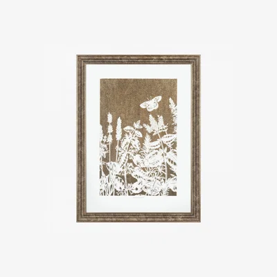 Perch and Parrow Foliage Silhouette Framed Wall Art