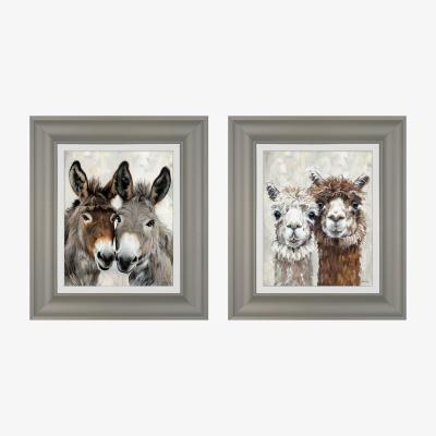 Perch and Parrow Alpaca and Donkey Duo Framed Art, Set of 2