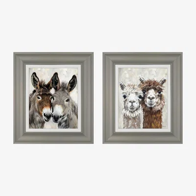 Perch and Parrow Alpaca and Donkey Duo Framed Art, Set of 2