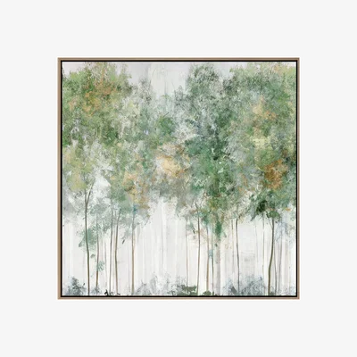Perch and Parrow Green Canopy Framed Canvas Wall Art