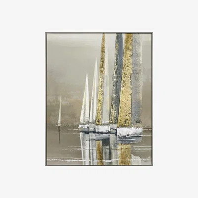 Perch and Parrow Glistening Vessel Framed Canvas Wall Art