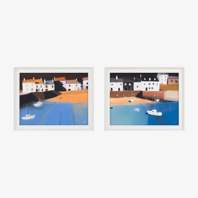 Perch and Parrow Into The Blue Wall Art, Set of 2