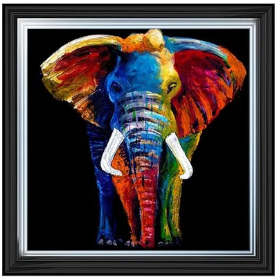 Pagazzi Colour Elephant Liquid Art with Black Frame 57x57cm
