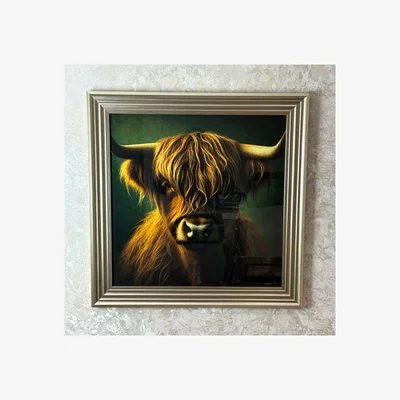 Pagazzi Highland Cow Wall Art with Champagne Frame