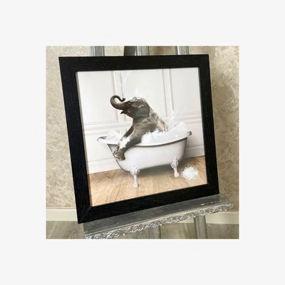 Pagazzi Elephant in the Tub Wall Art with Black Frame