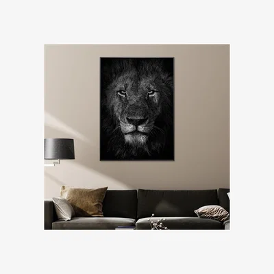 Pagazzi Mala Mala Black & White Lion Wall Art with Black Frame