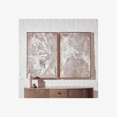 Pagazzi Set of 2 Neutral Tones Textured Wall Art | Astratto