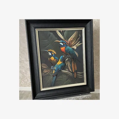 Pagazzi Three Parrots Digital Print with Black Frame