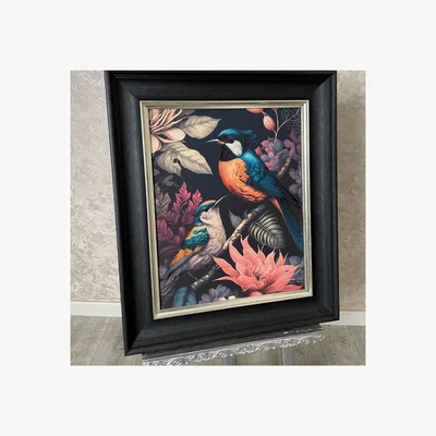 Pagazzi Twin Parrots Digital Print with Black Frame
