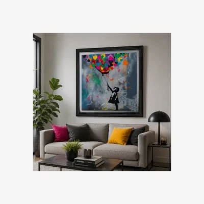 Pagazzi Heart Balloons Street Art Framed Wall Art – 70x70cm