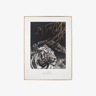 Pagazzi Mono Tiger Print Gold and Black Wall Art 60cmx80cm