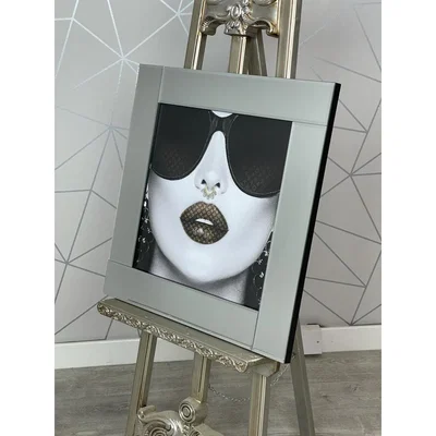 Pagazzi Fashion Lips 3 Liquid Art with Mirrored Frame 56x56cm
