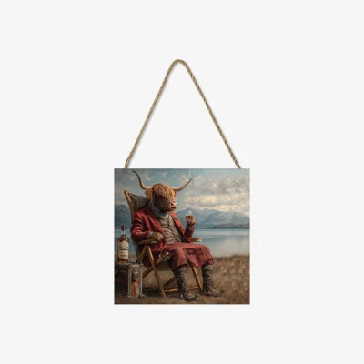 Pagazzi Highland Dram By The Loch 20x20 Wooden Block