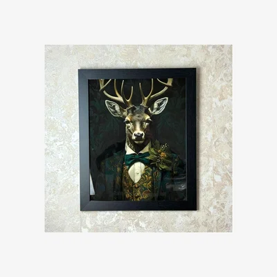 Pagazzi Suited Stag Wall Art with Black Frame