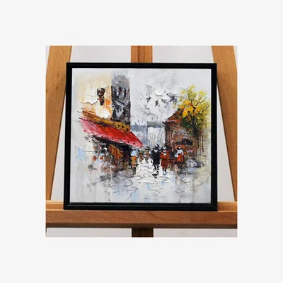Pagazzi Cafe Life Abstract Canvas with Black Frame 30x30cm