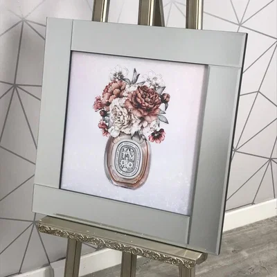 Pagazzi Peony Bouquet Liquid Art with Mirrored Frame 40x40cm