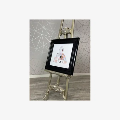 Pagazzi Lady In Pink Wall Art with Black Frame 40x40cm