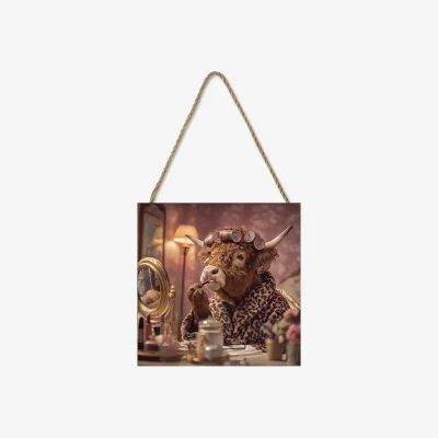 Pagazzi Highland Beautiful Cow 20x20 Wooden Block