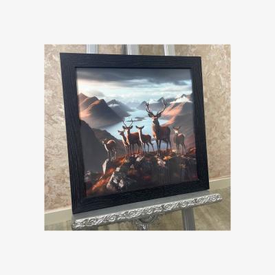 Pagazzi Scottish Herd of Deer Wall Art with Black Frame