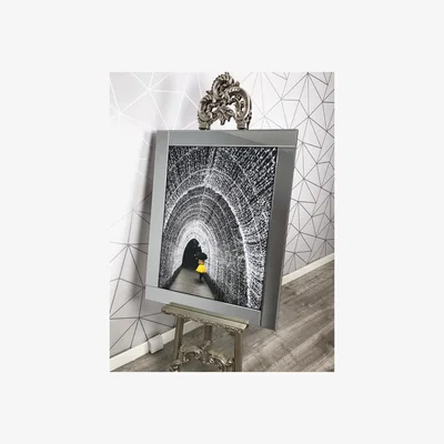 Pagazzi Lady In Arch Yellow Liquid Art with Mirrored Frame 80x60cm