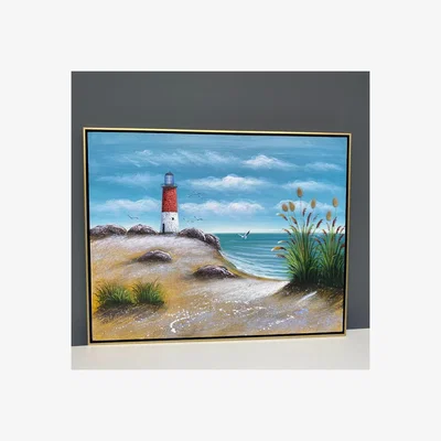 Pagazzi Seaside Summer Painted Canvas with Gold Frame 100x80