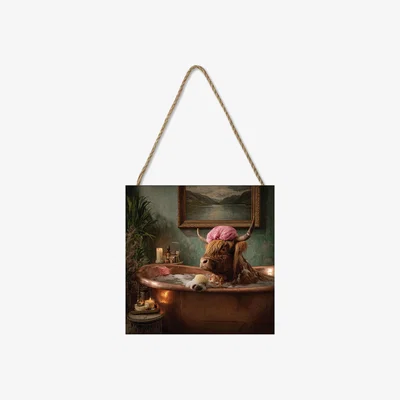 Pagazzi Highland Pampered Cow 20x20 Wooden Block
