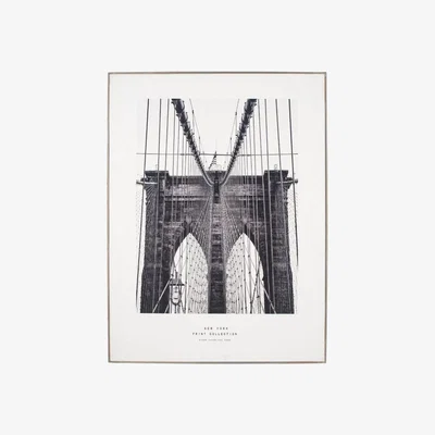 Pagazzi Mono New York Print Silver Wall Art 60cmx80cm