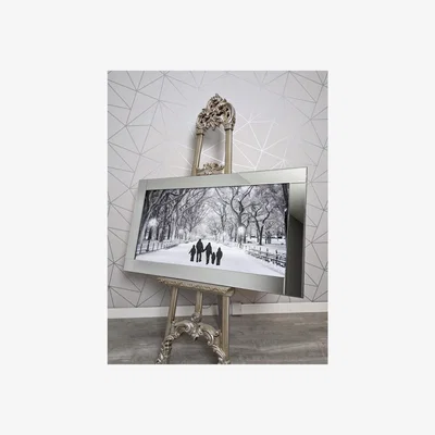 Pagazzi Family Winter Walk Liquid Art with Mirrored Frame 100x50cm