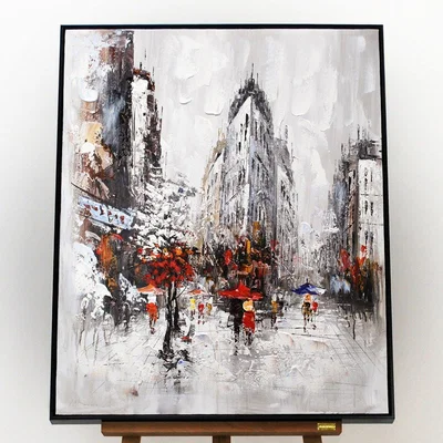 Pagazzi Parapluie City Scene Canvas with Black Frame 80x100cm