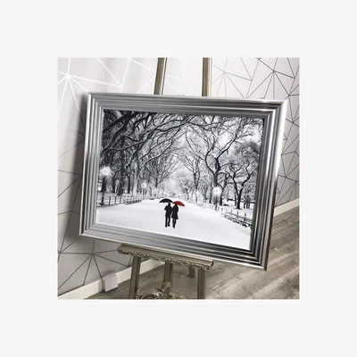 Pagazzi Winter Walk Liquid Art with Chrome Frame 80x60cm