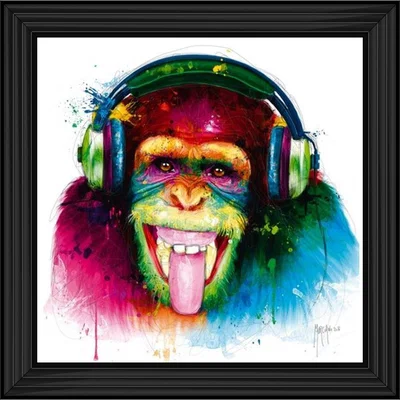 Pagazzi DJ Monkey Wall Art with Black Frame 87x87cm