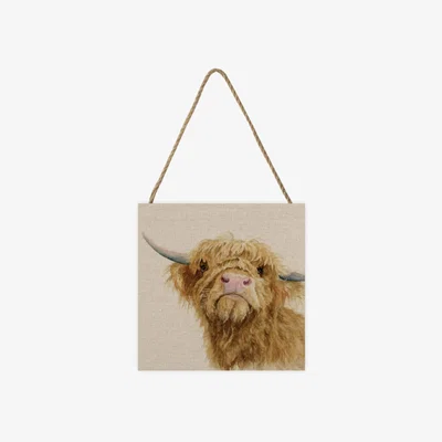 Pagazzi Donald the Highland Cow Small Wooden Hanging Block