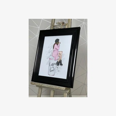 Pagazzi Love For Coffee Liquid Art with Black Frame 50x40cm