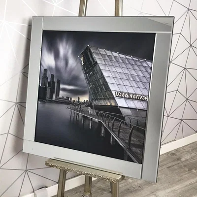 Pagazzi By The Water Liquid Art with Mirrored Frame 70x70cm