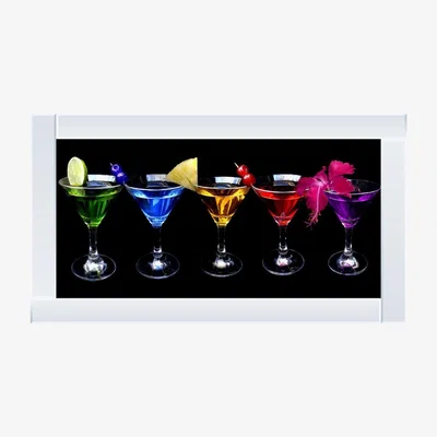Pagazzi Cocktail Glasses Liquid Art with Mirrored Frame 67x117cm
