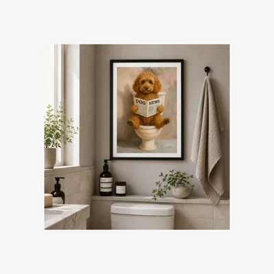 Pagazzi Dog News Bathroom Framed Wall Art – 30x40cm