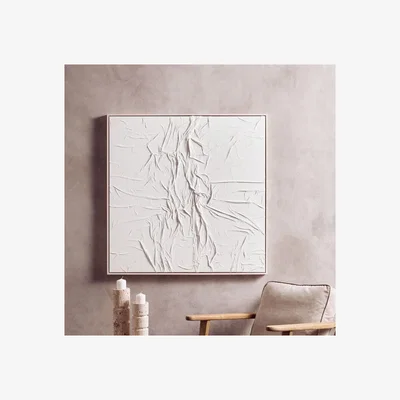 Pagazzi White Hand Painted Sculptural Fabric Wall Art | Astratto