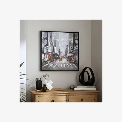 Pagazzi City Limits Grey Hand-Painted Canvas